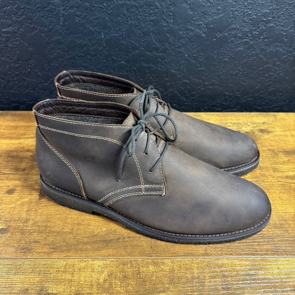 Johnston Murphy 20-12360 Brown Oiled Leather Chukka Desert Boots Mens 10.5M